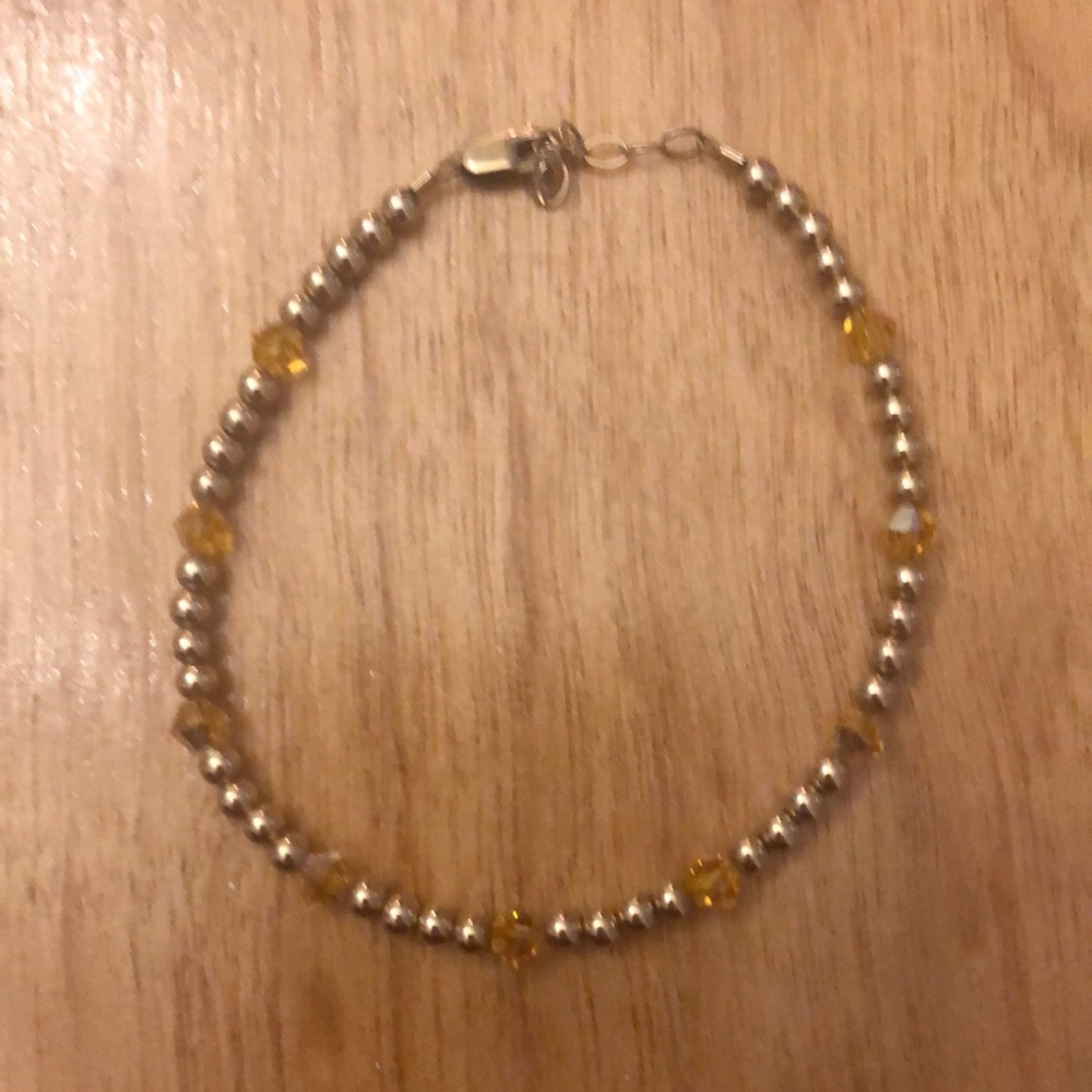 Gold tone gold filled bracelet yellow rhinestone